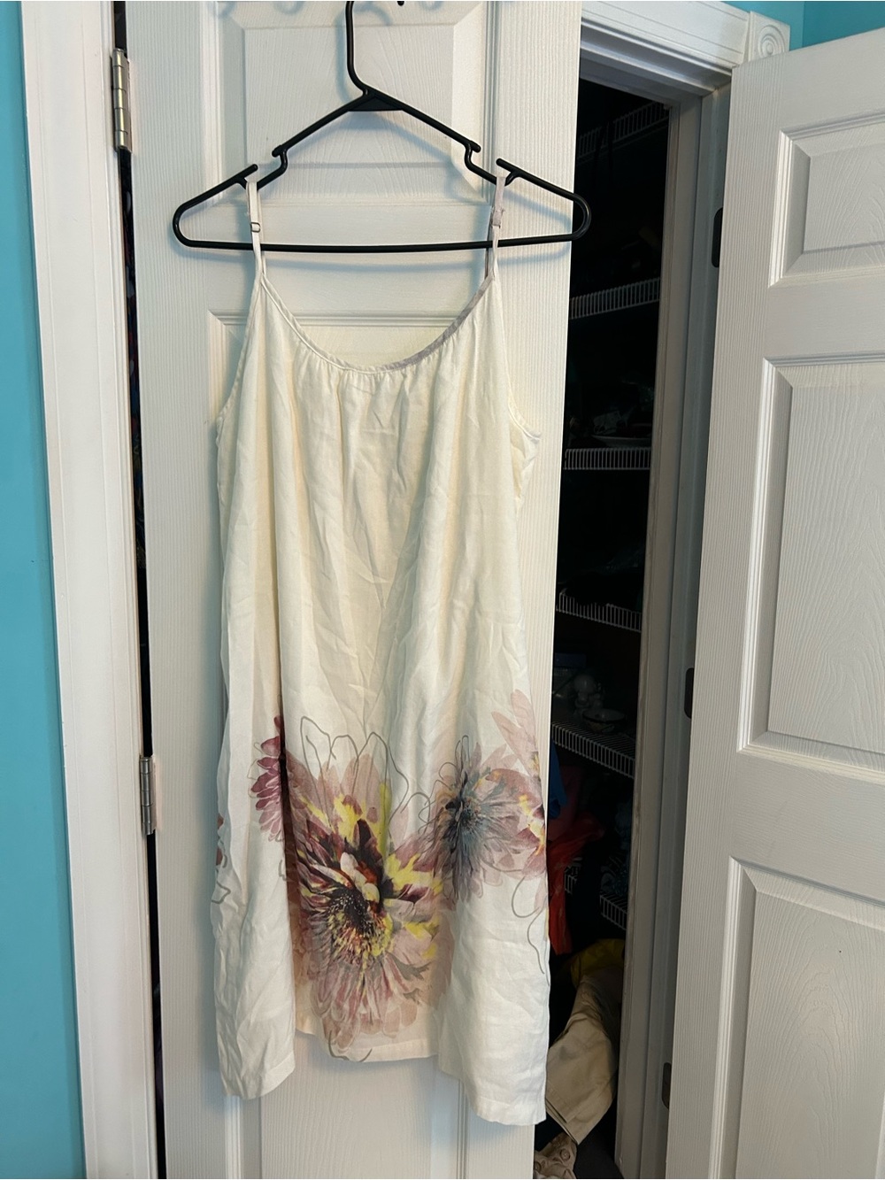 dylan Cream Midi Slip Dress with Pink and Yellow Floral Hem